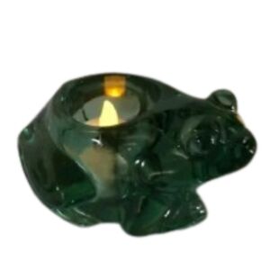 Vintage Indiana Glass Spanish Green Ceramic Elephant Decor Votive Candleholder
